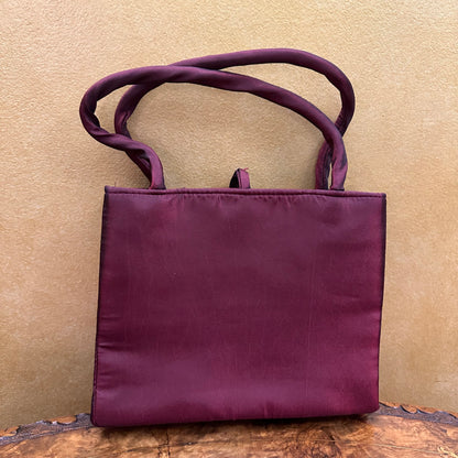 Burgundy Floral Ladies Hand Bag 