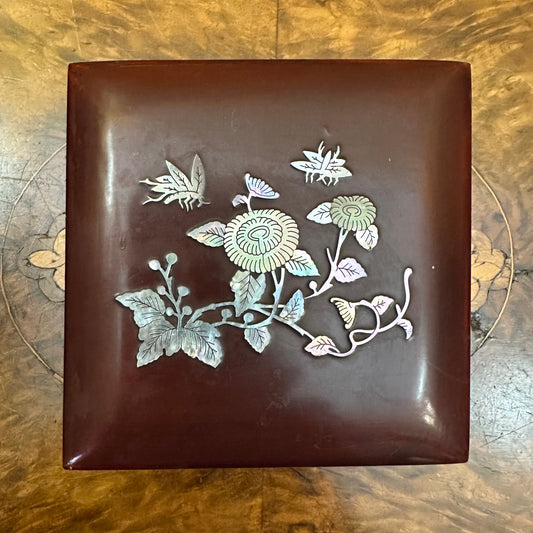 Butterfly Floral Mother Of Pearl Inlay Wooden Box 