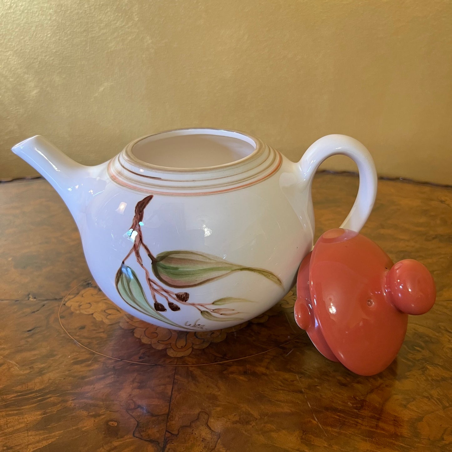 Ceramic Gum Leaves Print Pot 
