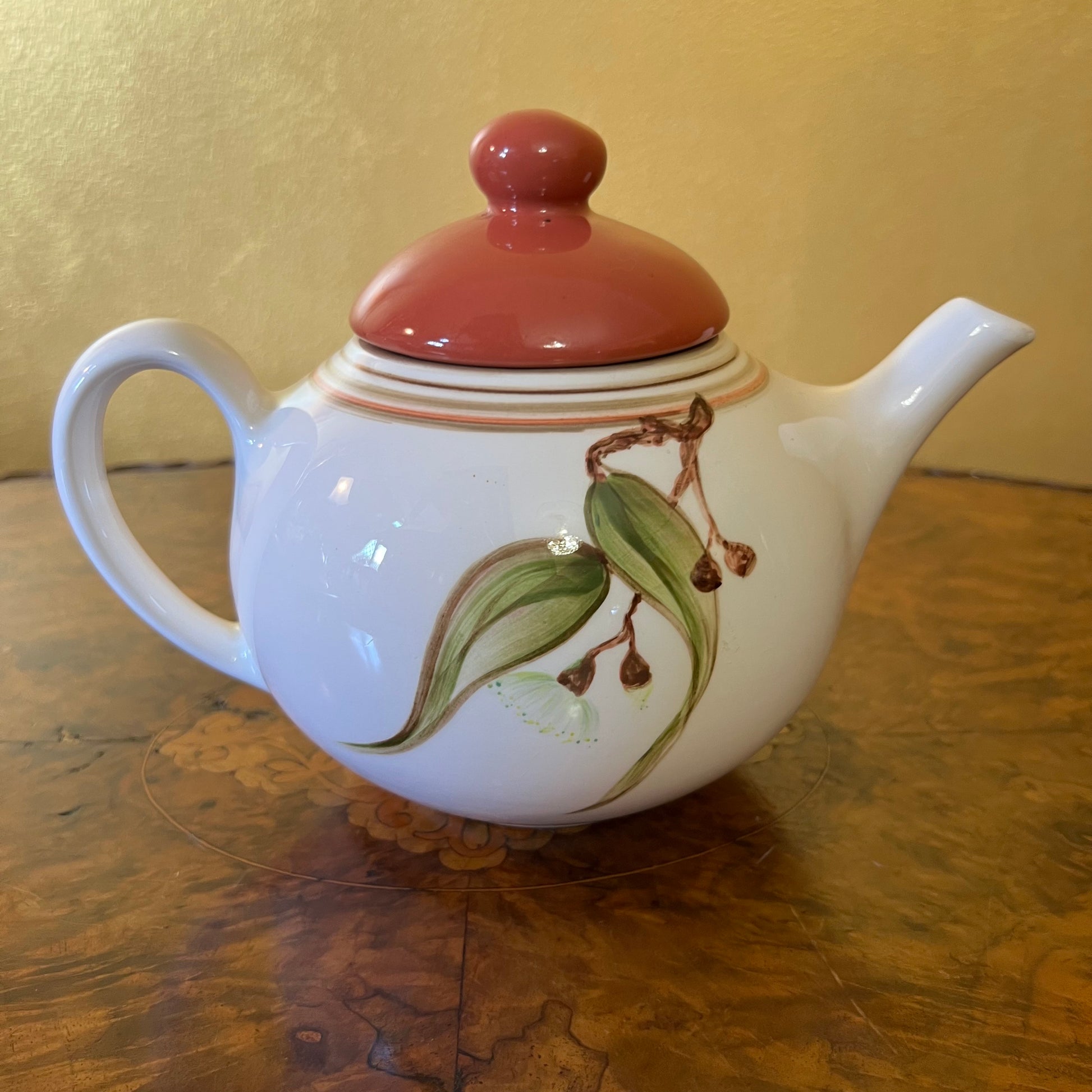 Ceramic Gum Leaves Print Tea Pot 