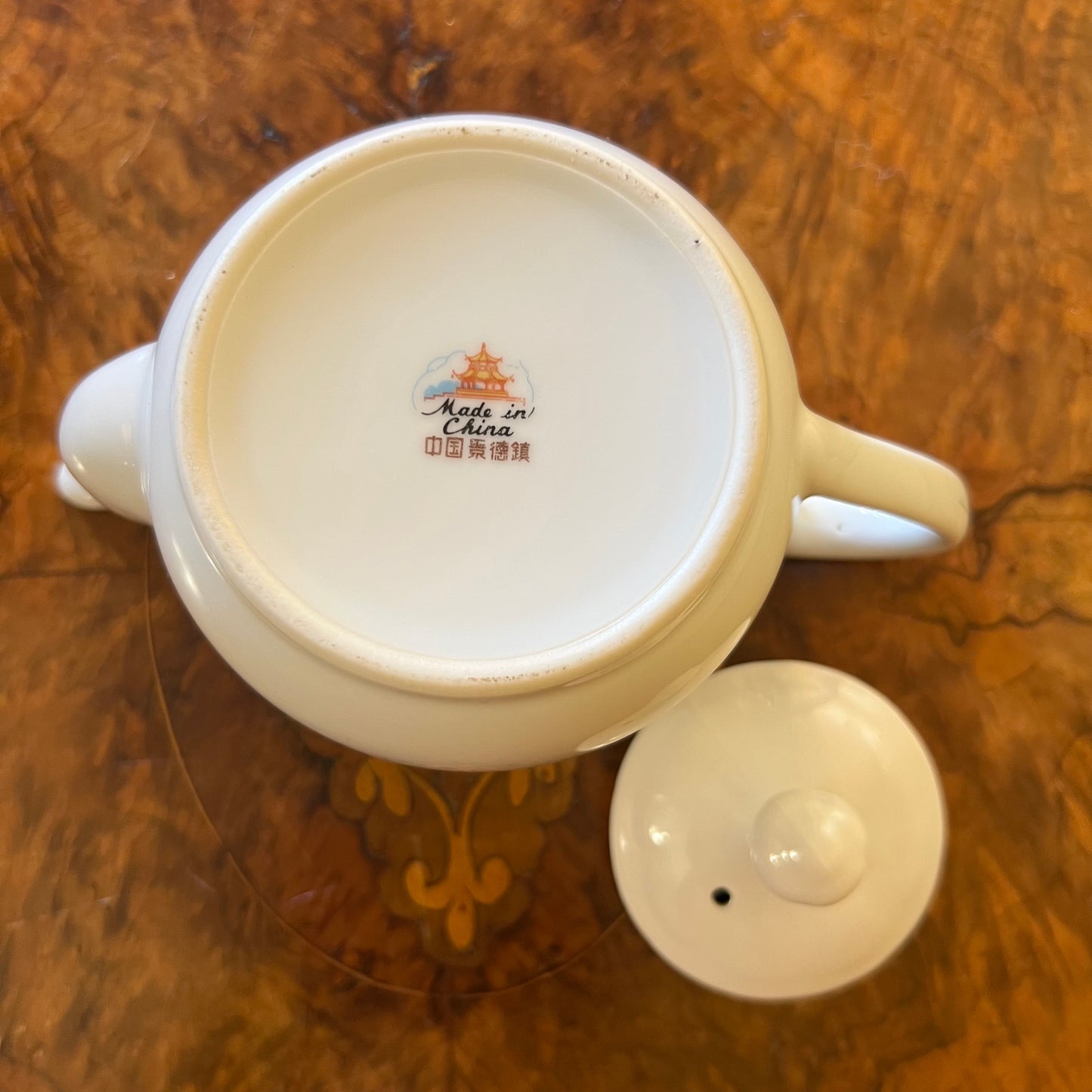 China Floral Rose Print Tea Pot 