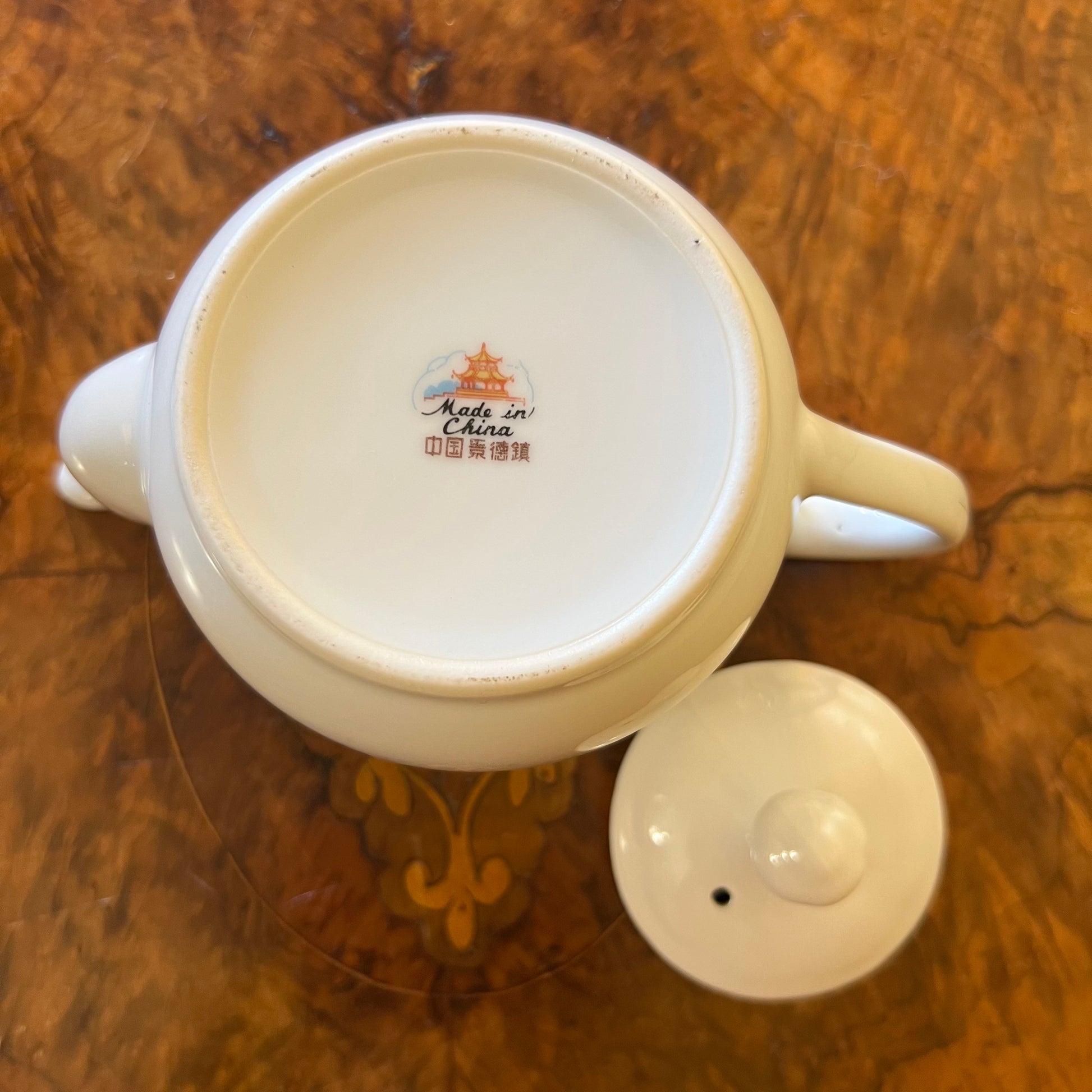 China Floral Rose Print Tea Pot 