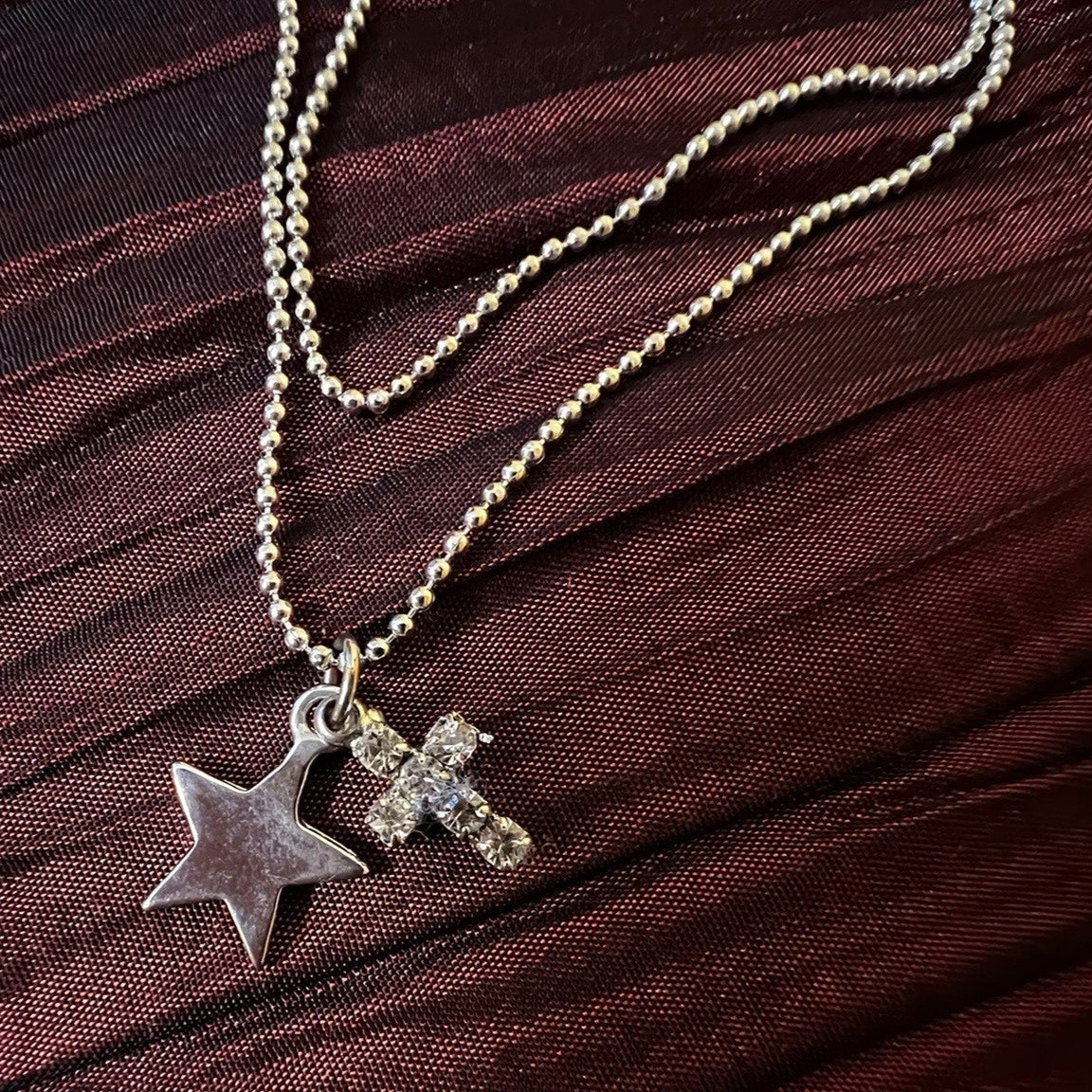 Costume Star & Cross Pendant Ankle Bracelet 