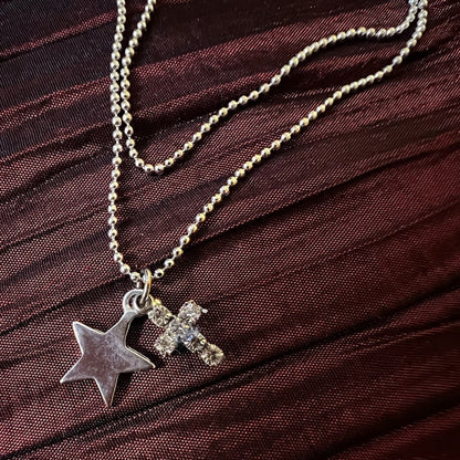 Costume Star & Cross Pendant Ankle Bracelet 
