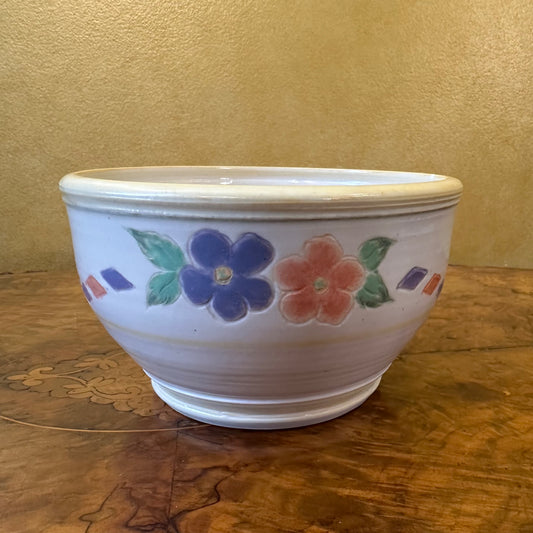 Cream & Yellow Floral Design Pottery Bowl 