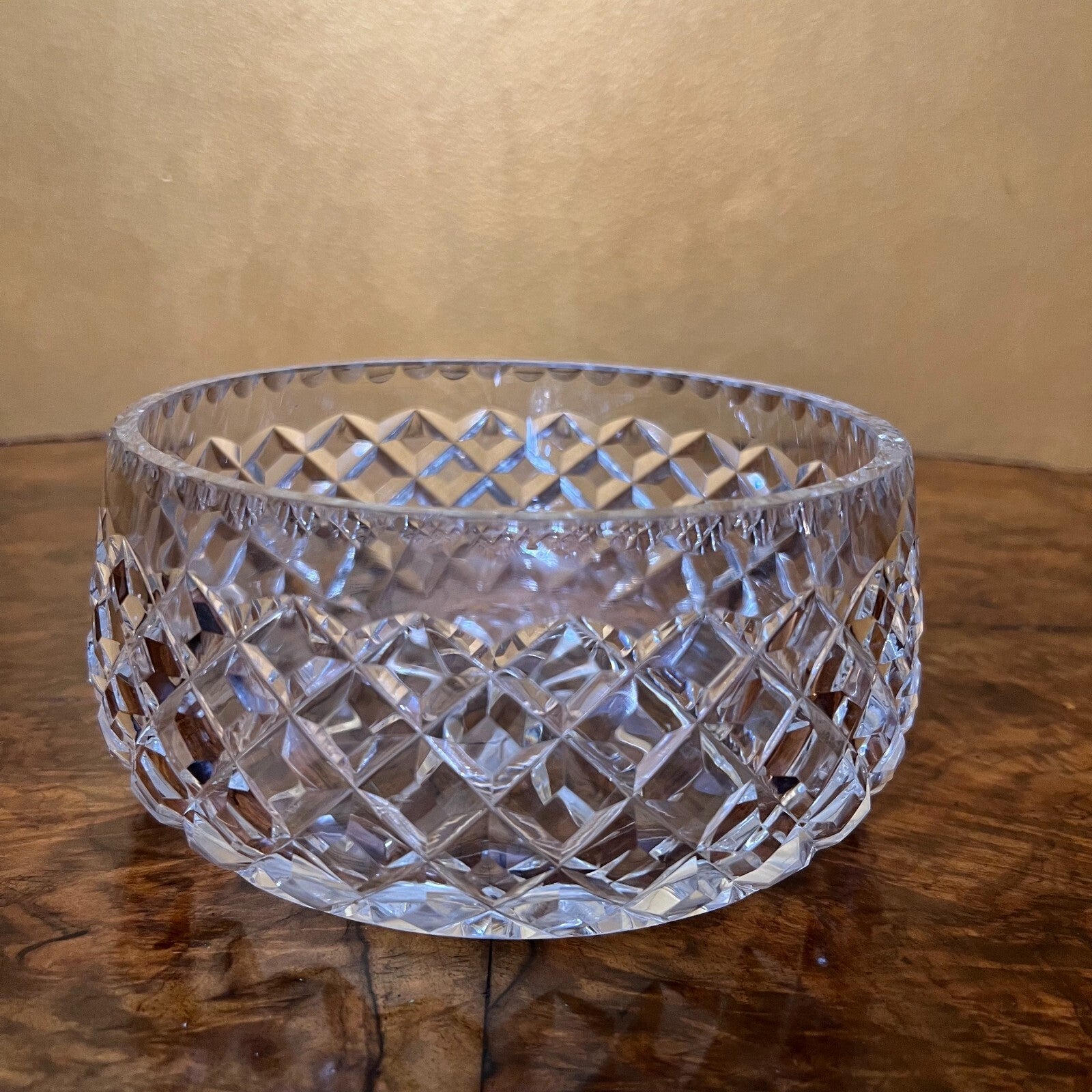 Crystal Round Diamond Cut Bowl 