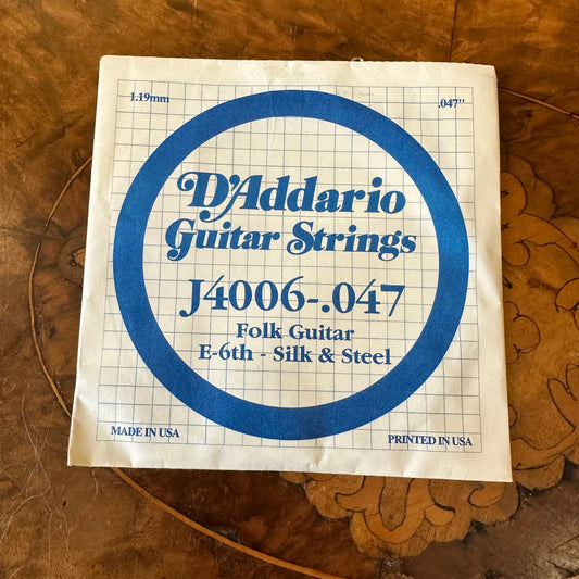 D'Addario Guitar String J4004 .047 Folk Guitar E-6th Silk & Steel Single String 