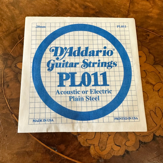 D'Addario Guitar String PL011 Acoustic or Electric Plain Steel String 