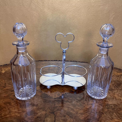 Early 20th Century Crystal Decanters With Holder