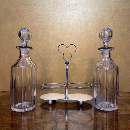 Early 20th Century Crystal Decanters With Silver
