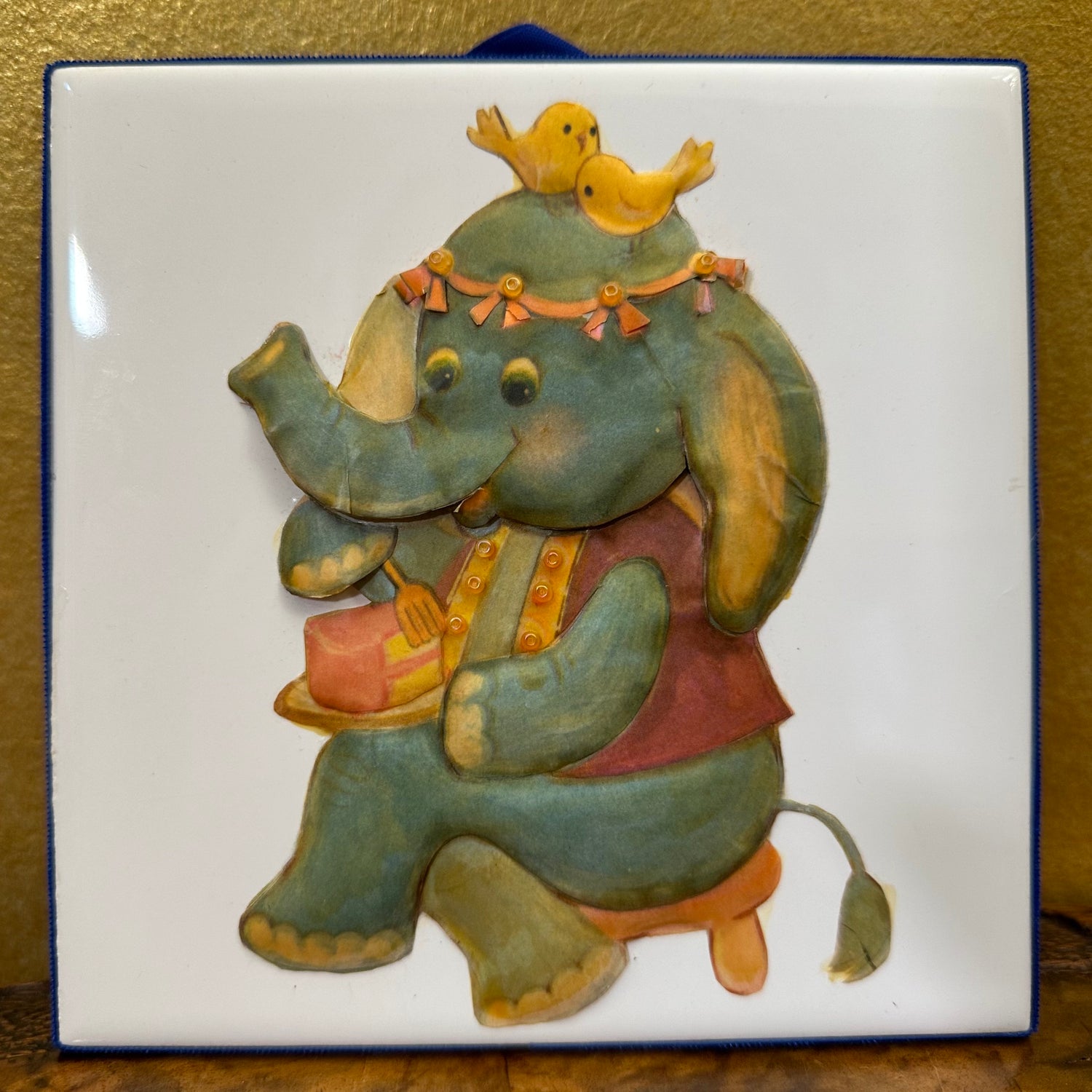 Elephant Paper Embossed On Tile 