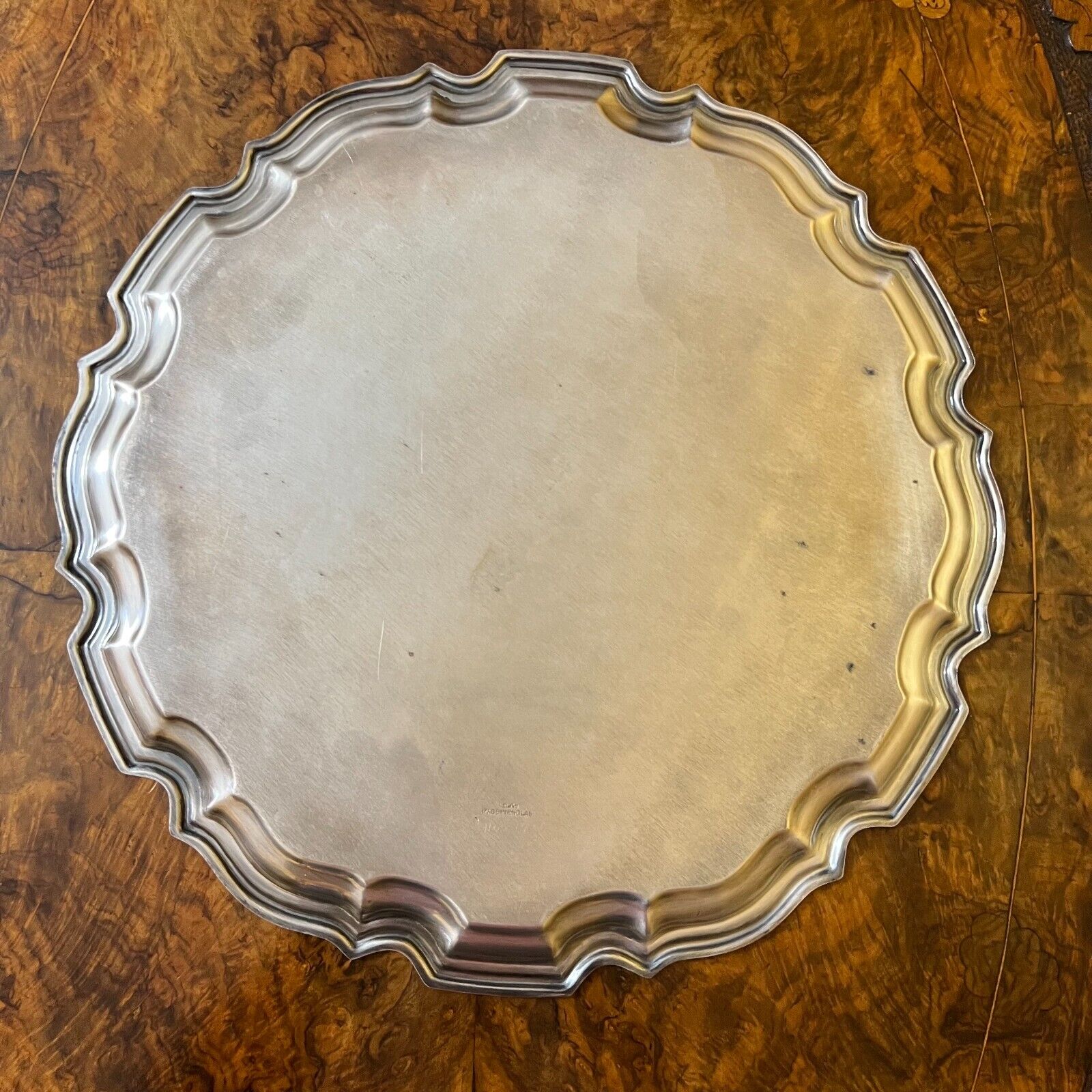 English Silver Plated Round Tray