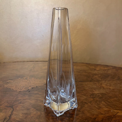 Etched Floral Glass Vase
