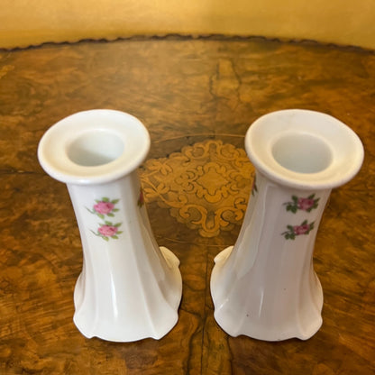 Floral Porcelain Candlesticks 