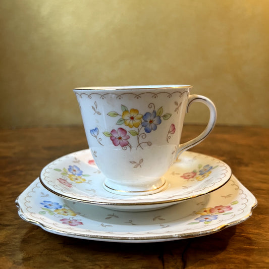 Floral Print Tea Cup Trio Set 