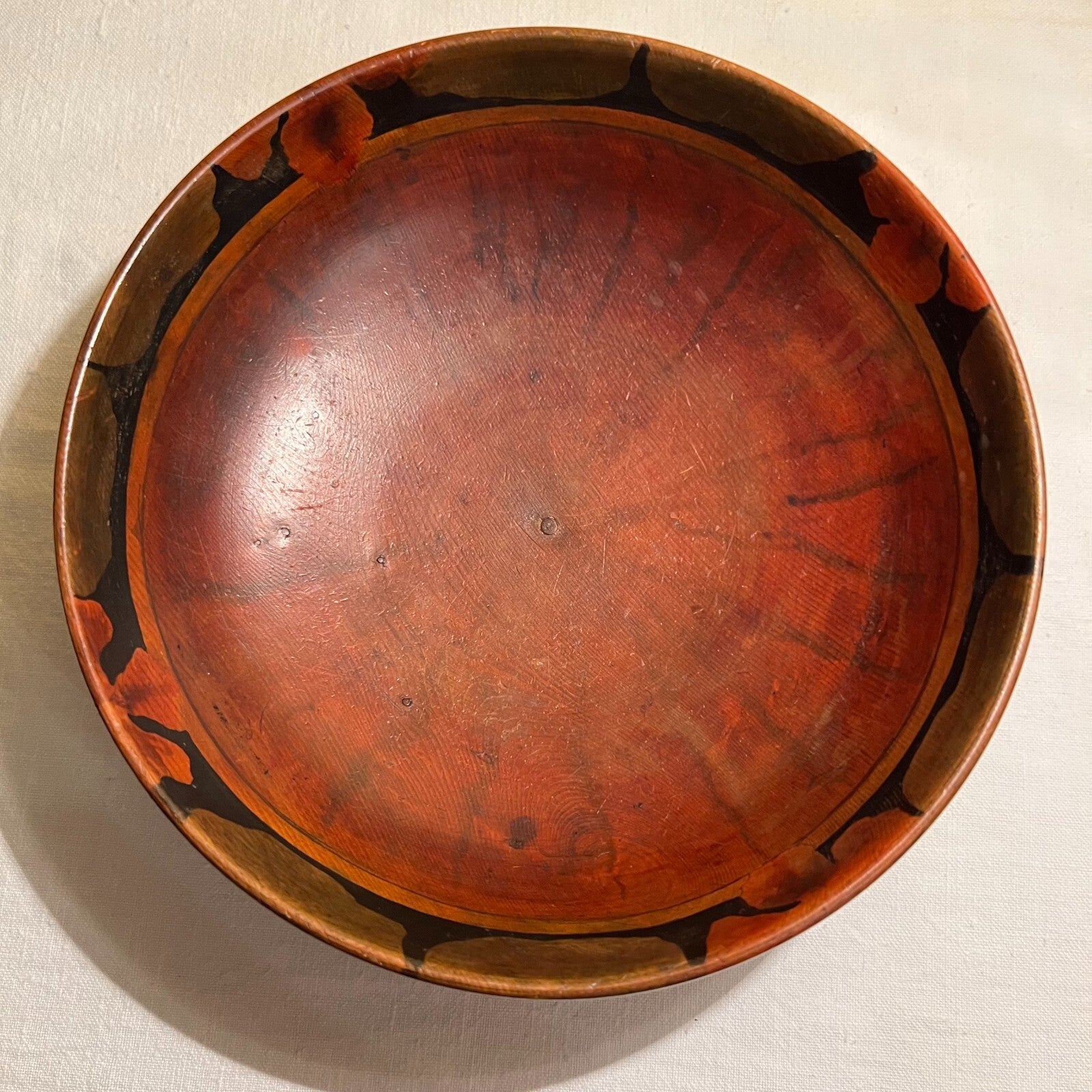 Floral Print Wooden Bowl 
