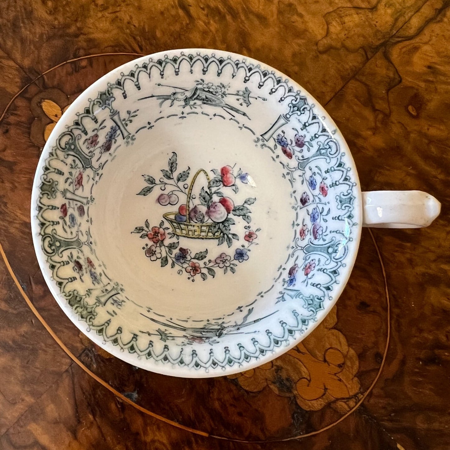 Vintage Fruit Print Bowl & Tea Cup
