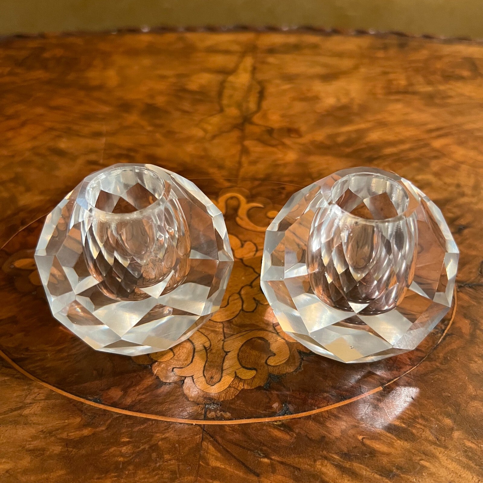 Glass Candlestick Pair