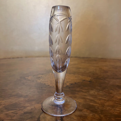 Glass Leaves Cut Small Bud Vase 