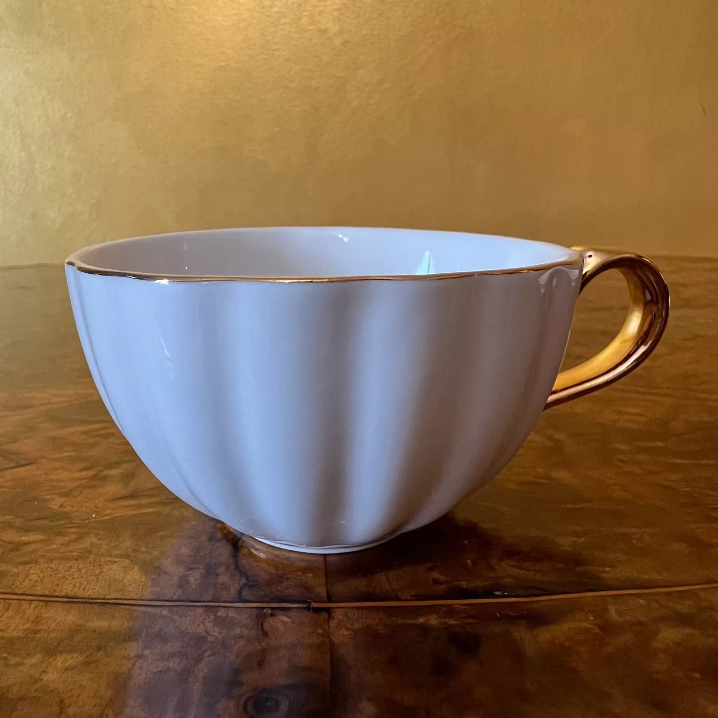 Gold Trim White Tea Cup