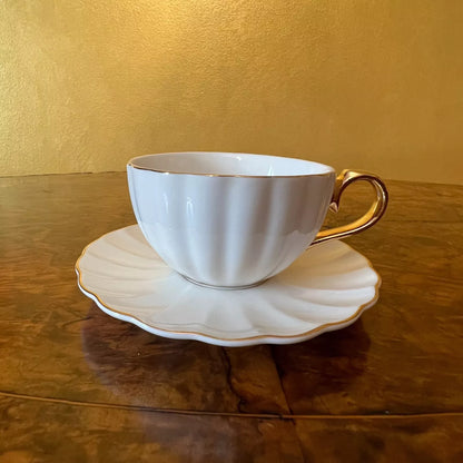 Gold Trim White Tea Cup_Saucer