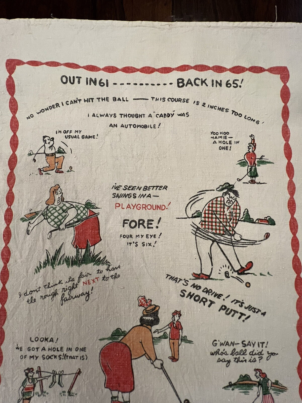 Golf Print Tea Towel