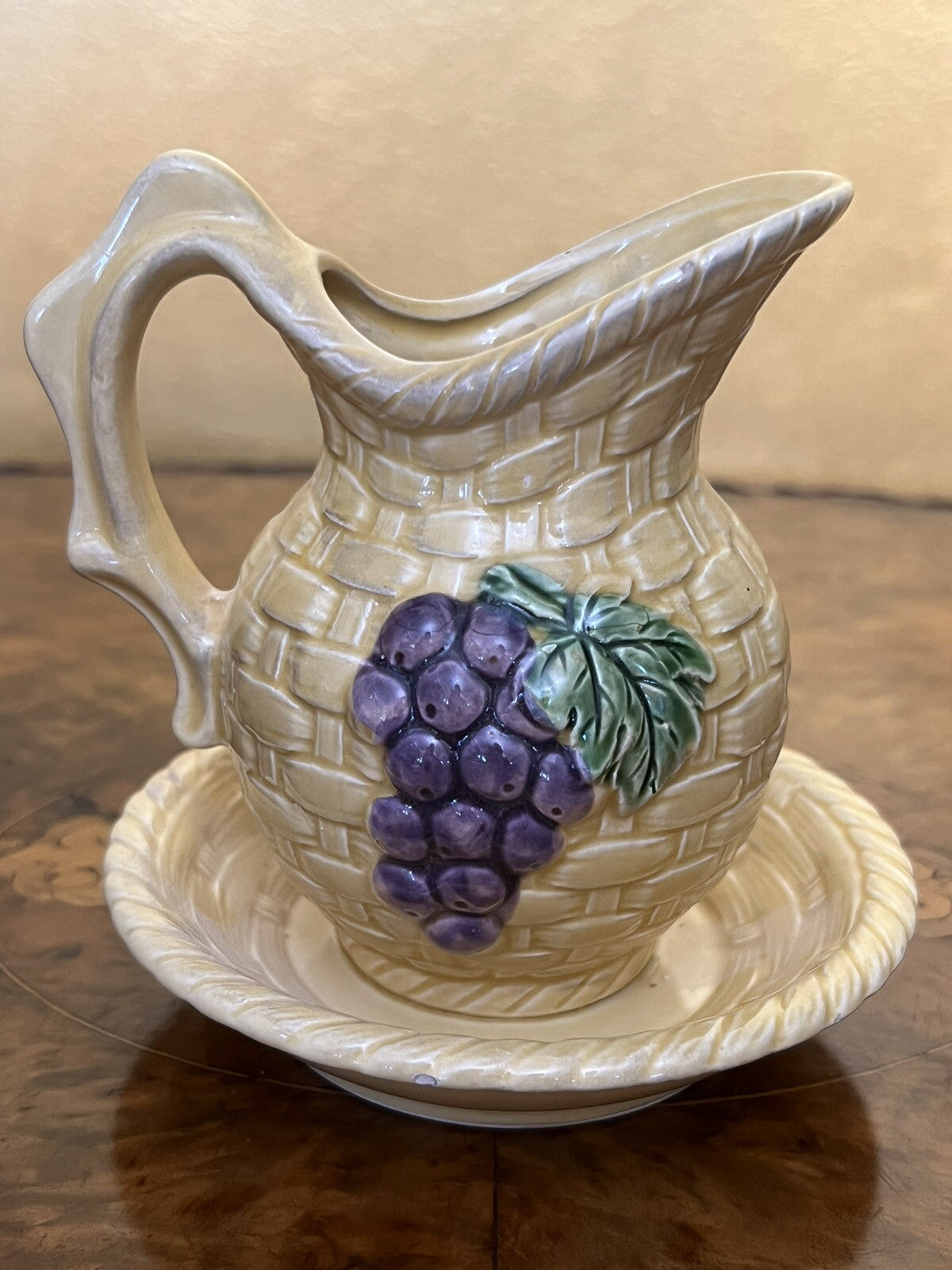 Grape & Strawberry Print Jug & Base 