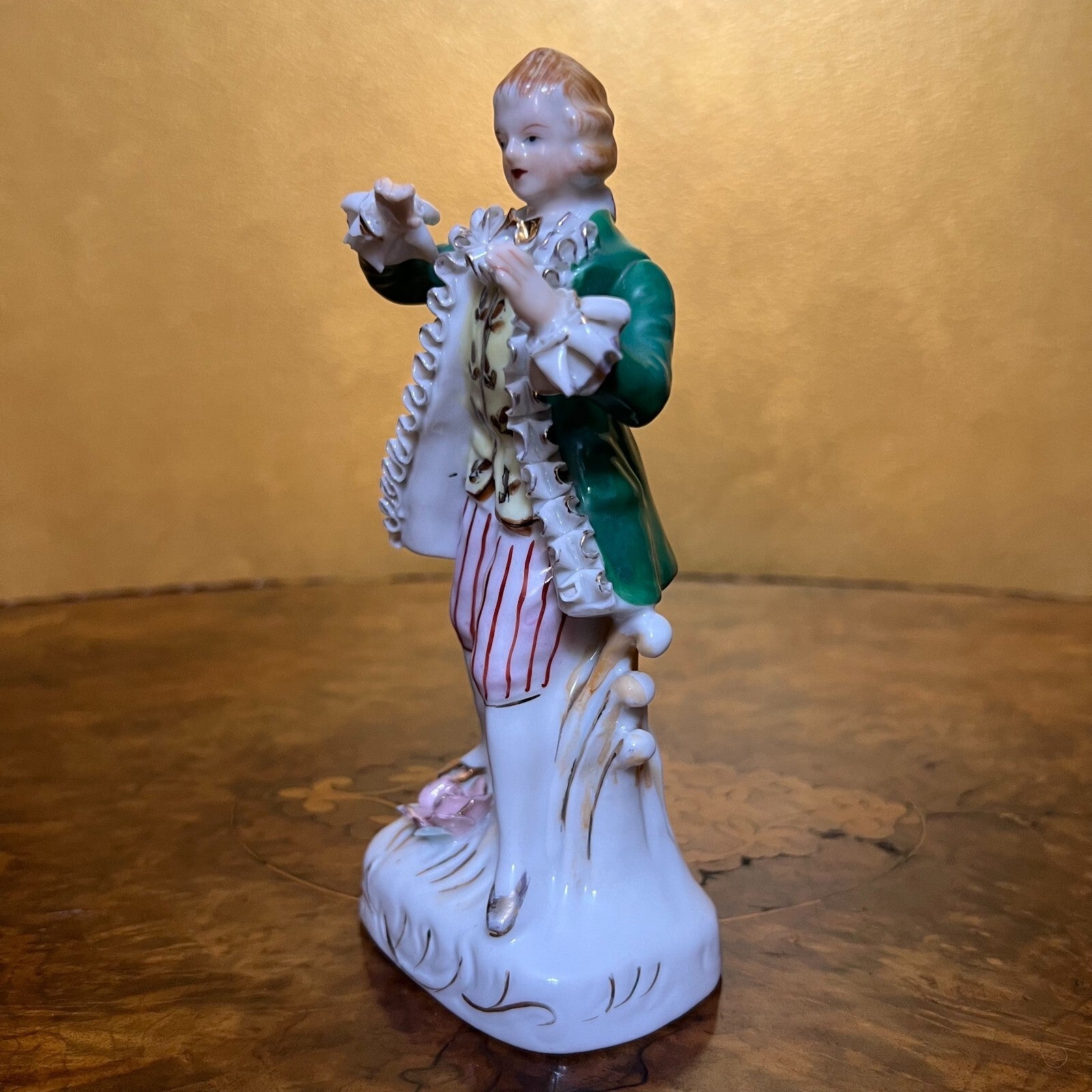 Green Jacket Porcelain Man Figurine 