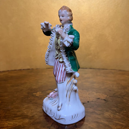 Green Jacket Porcelain Man Figurine 