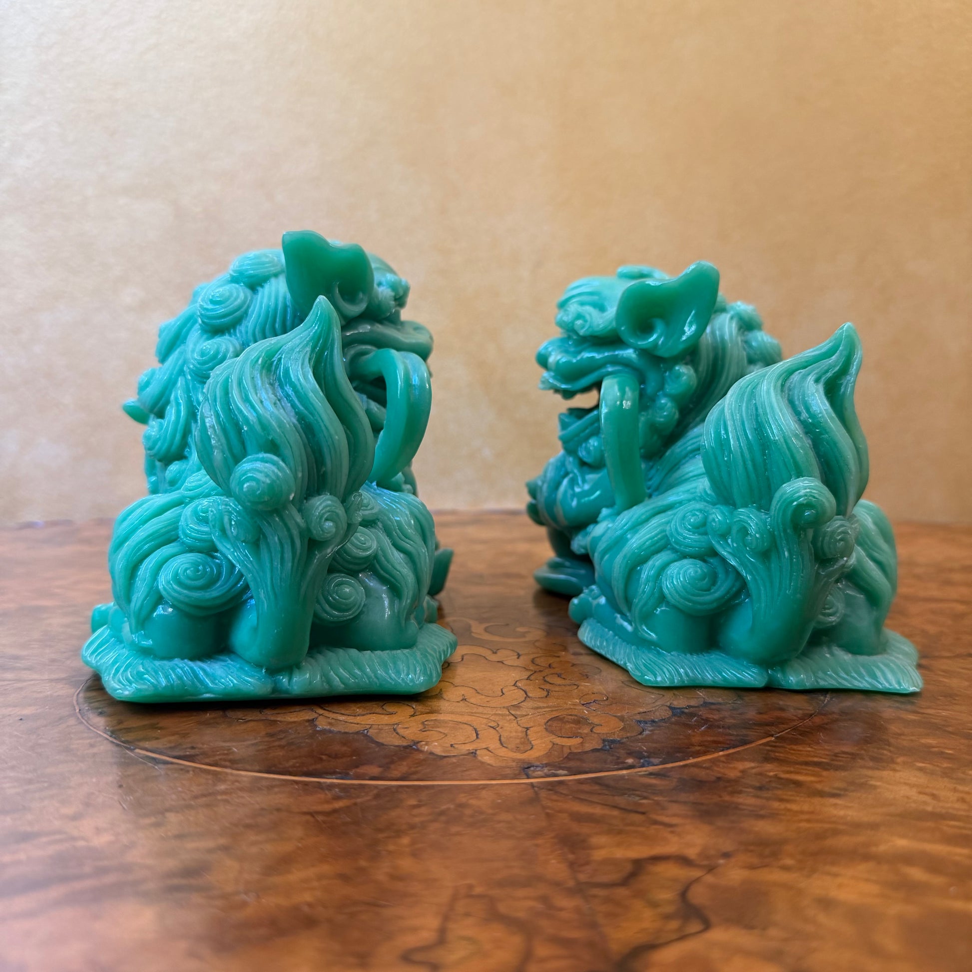 Green Resin Guardian Foo Dogs 