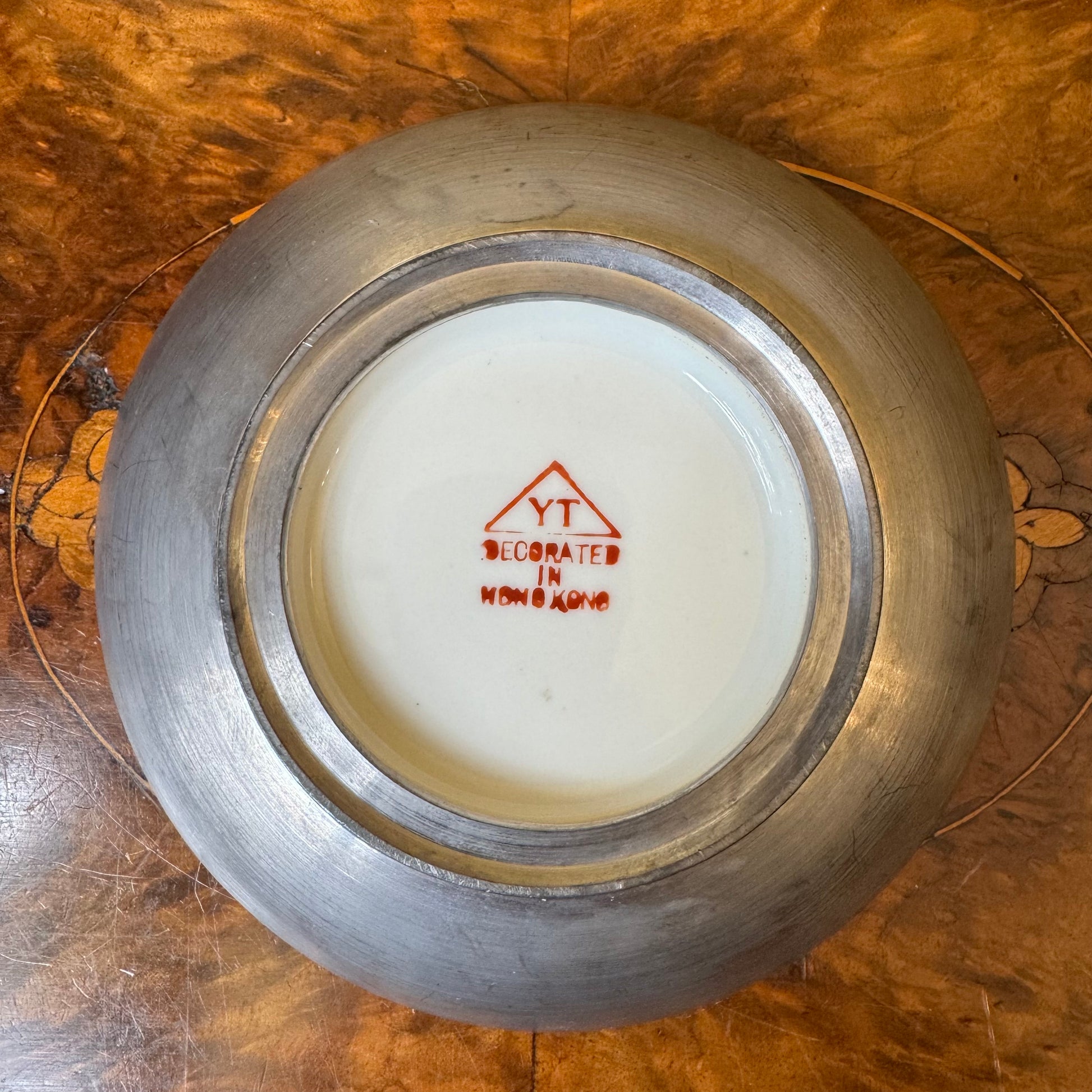 Hand Painted Porcelain & Metal Bowl