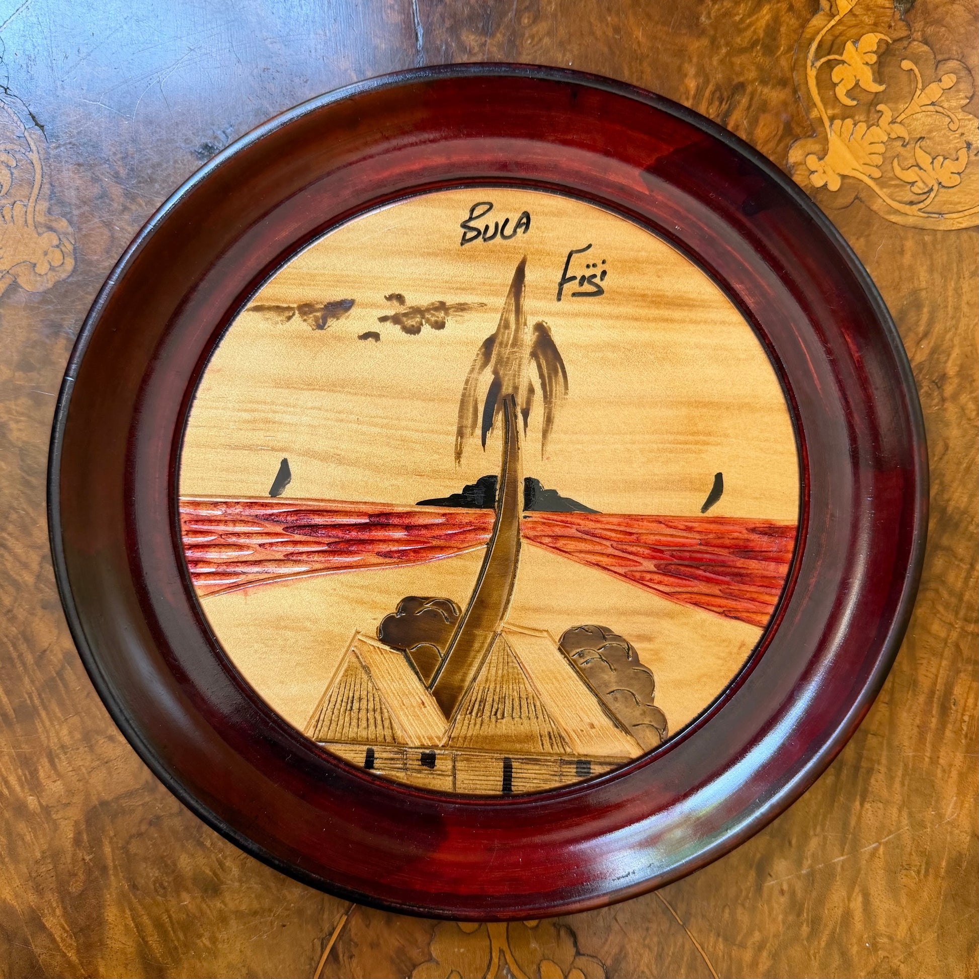 Handmade Bula Fiji Wooden Plate Souvenir 