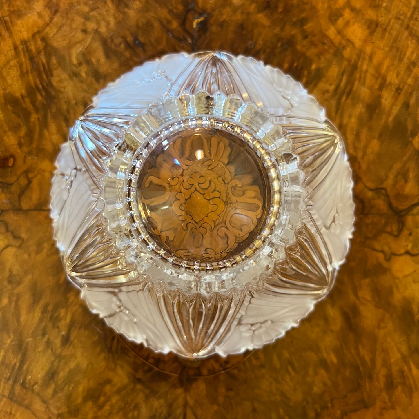Vintage Crystal Flower Design Bowl