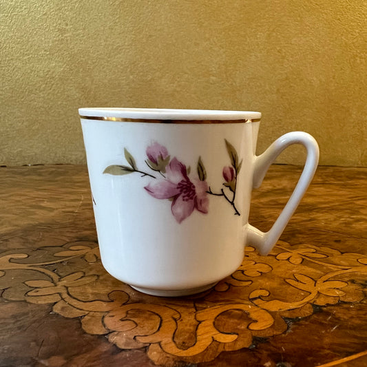 Vintage Lucent Pink Floral Coffee Cup