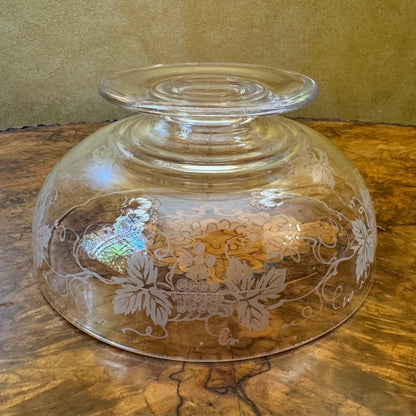 Vintage Stuart Crystal Grapes & Leave Print Large Bowl