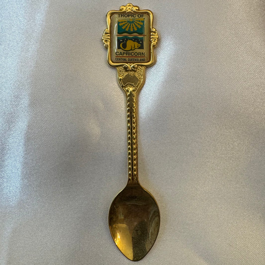 Vintage Tropic Of Capricorn Central QLD Gold Colour Souvenir Tea Spoon