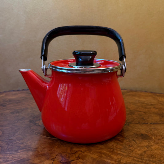 Vintage Red Enamel Kettle Tea Pot