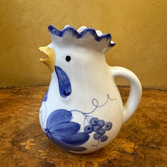 Italian Hand-Painted Rooster Jug Pitcher 