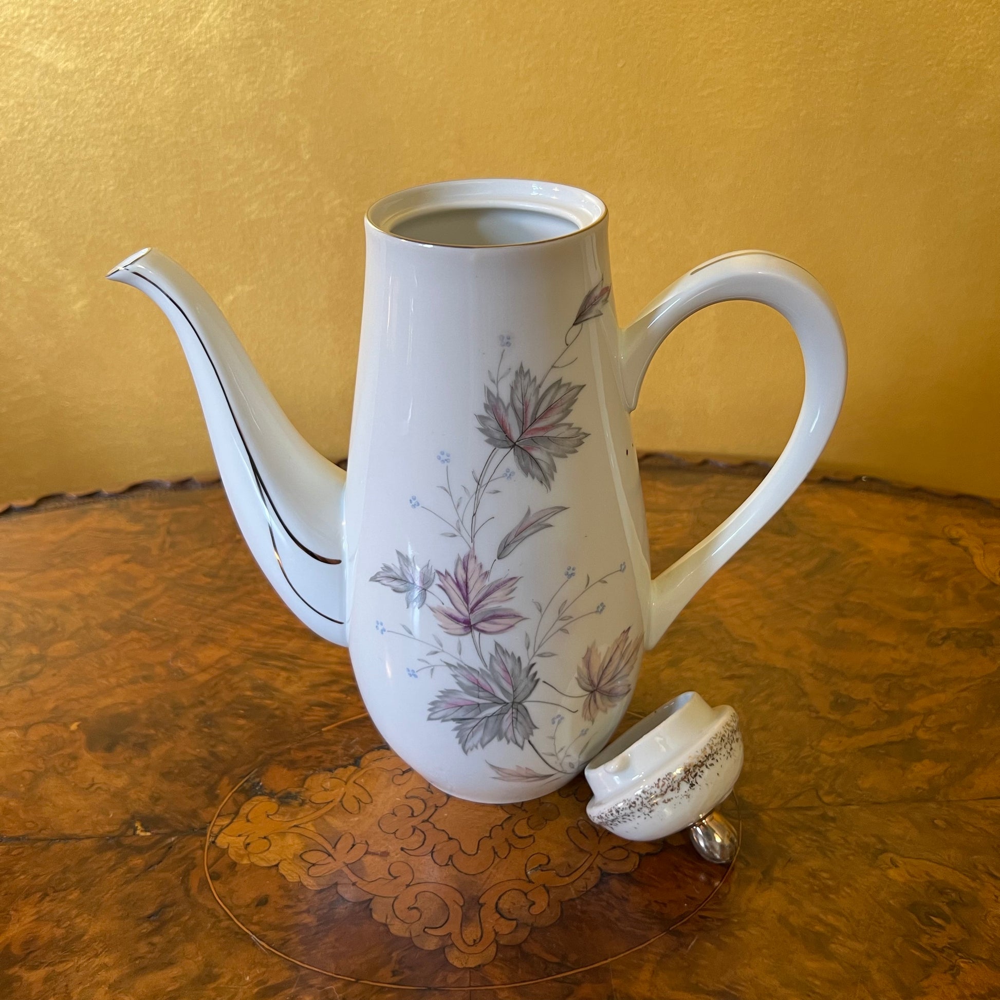 Japanese Leaves Print Floral Print Coffee Pot Vintage 