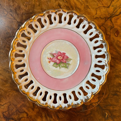 Japanese Pink Floral Lusterware Saucer 