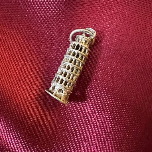 Leaning Tower Of Pisa 800 Silver Pendant Charm