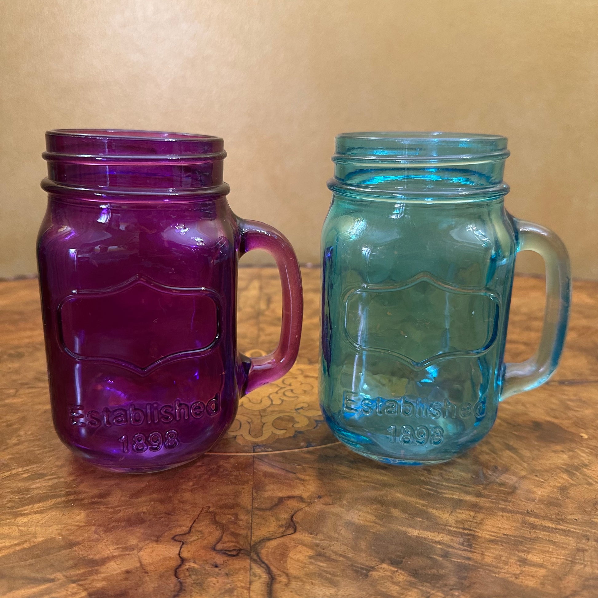 Mason Coloured Jar Set Purple Blue