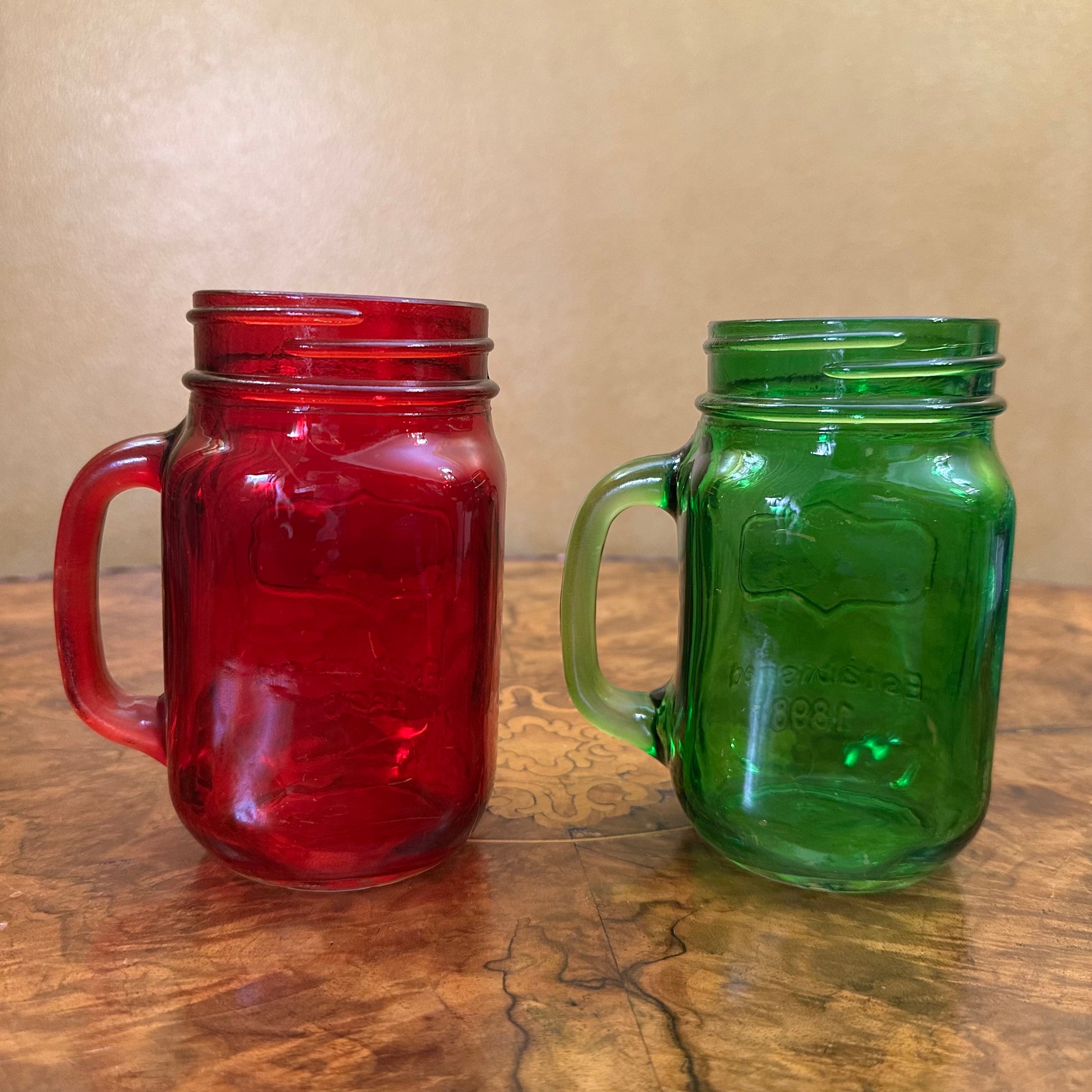 Mason Coloured Jar Set Red & Green