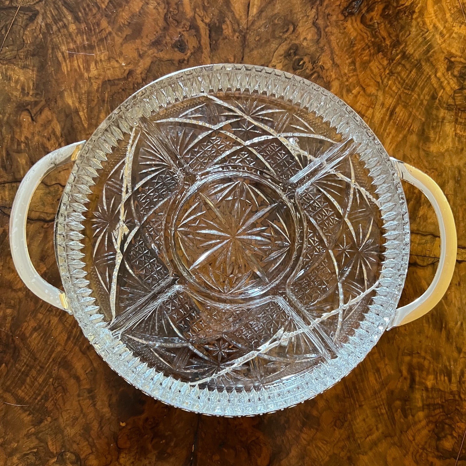Metal & Glass Serving Divider Platter 
