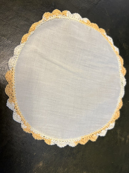 Orange Embroidery Three Piece Doily