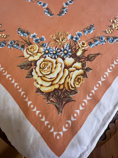 Orange Floral Square Table 