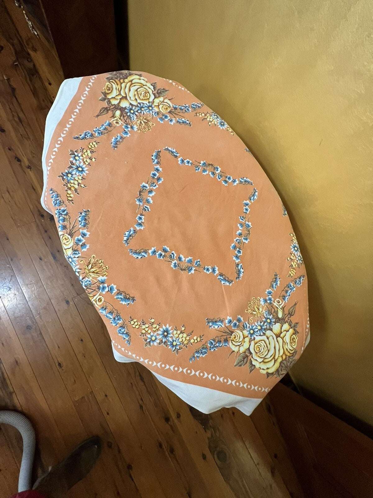 Orange Floral Square Table Cloth