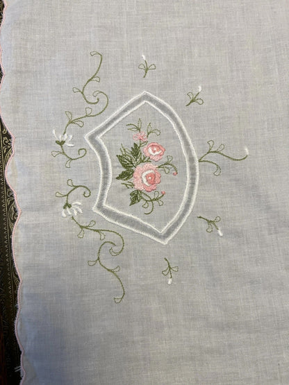 Pink Floral Embroidery Doily