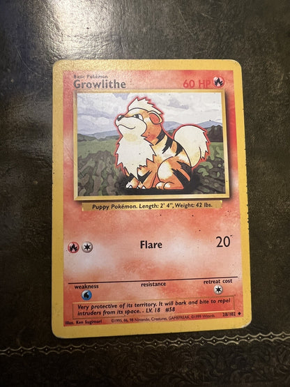 Pokemon Card Growlithe 1990s Uncommon