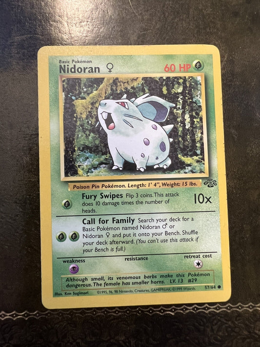 Pokemon Card Nidoran Common 1990s 
